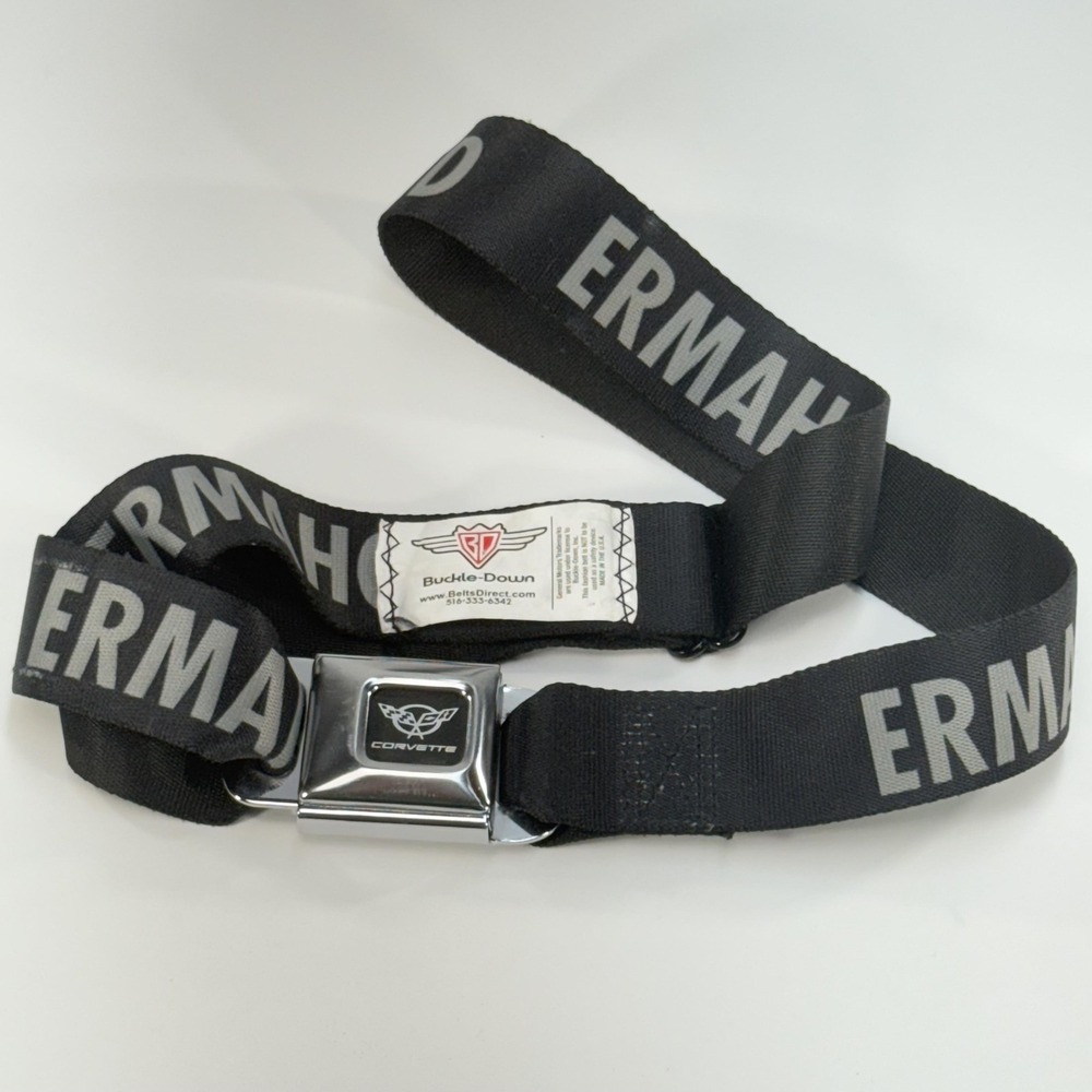 Buckle-Down Corvette Seat Belt Buckle Black ERMAHGERD Seatbelt Style Mens USA